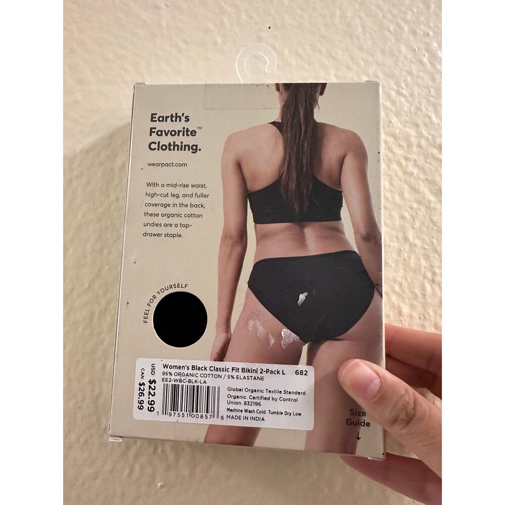 NWT Pact Sz L Organic Cotton Bikini Classic Fit Panties W/ High Cut Leg 2 Pack - Picture 6 of 7
